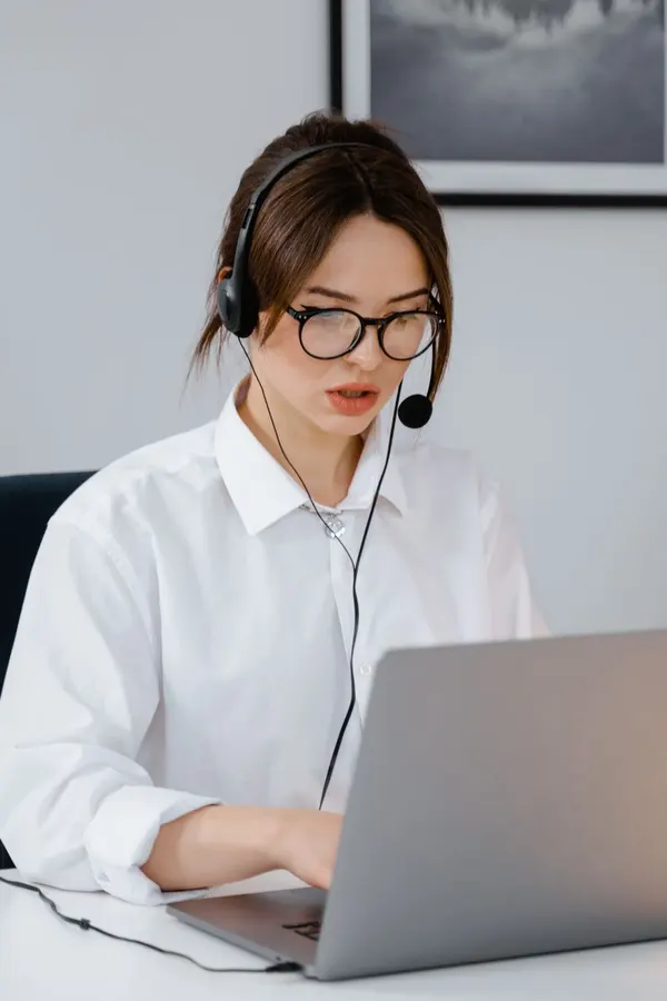 Customer support professional with headset