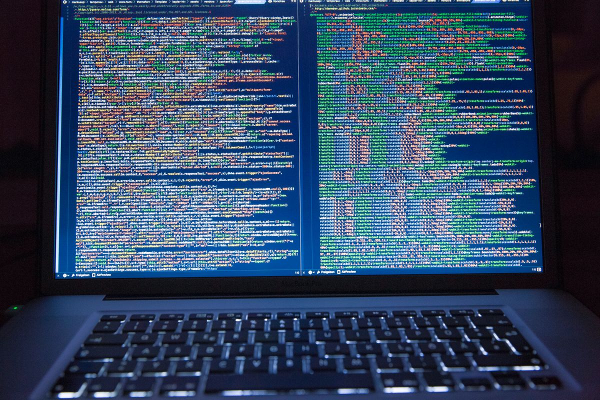 Website code on a laptop screen