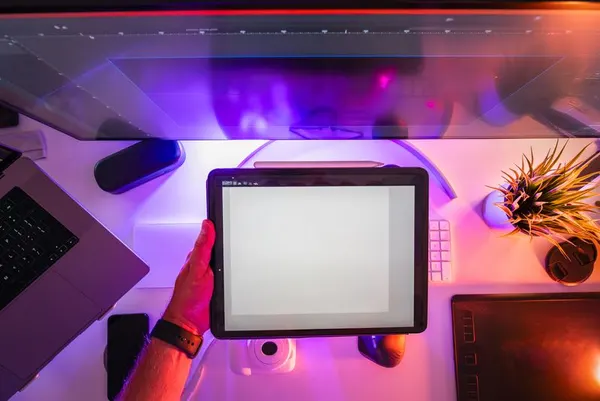 Designer workspace with digital tablet
